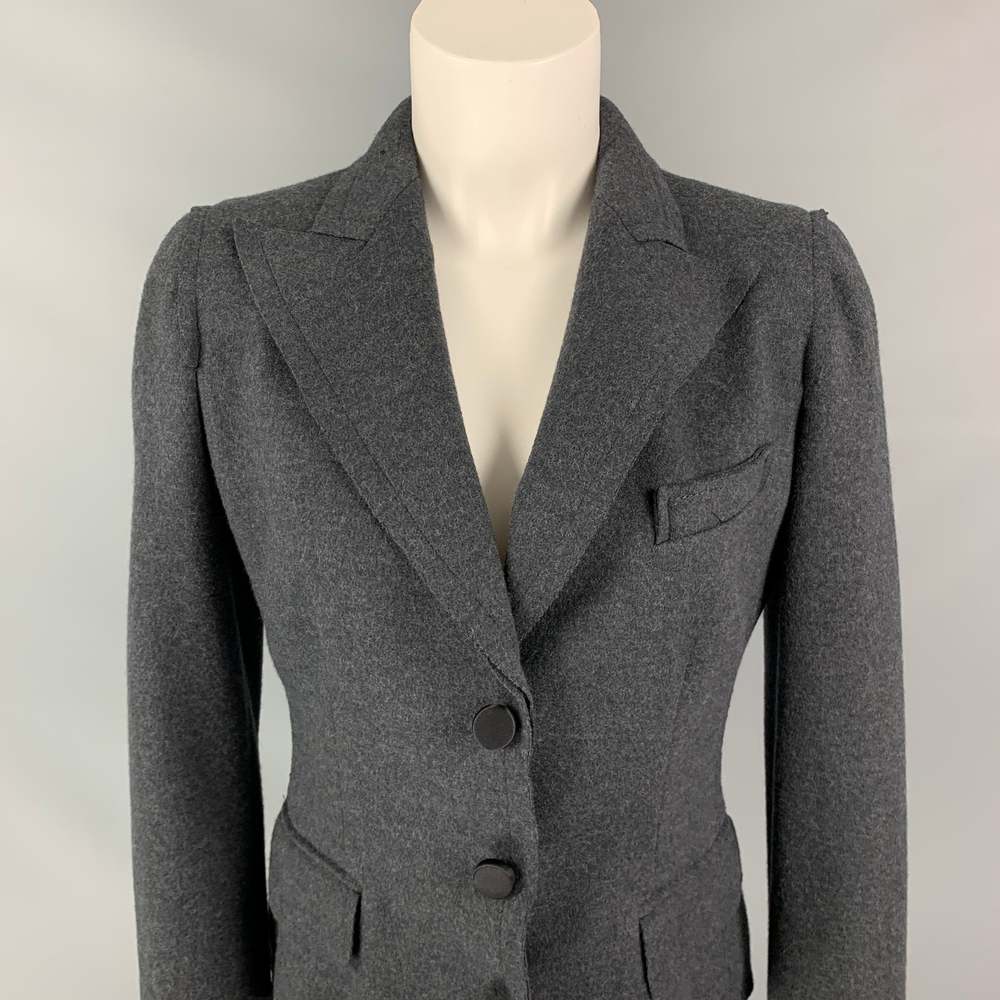 DOLCE & GABBANA Size 6 Grey Virgin Wool Jacket Blazer - Picture 2 of 7